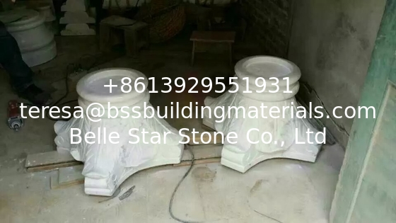 Marble Column Top and Base, Guangxi White Marble Roman Column Cap Ionic Column Plinth