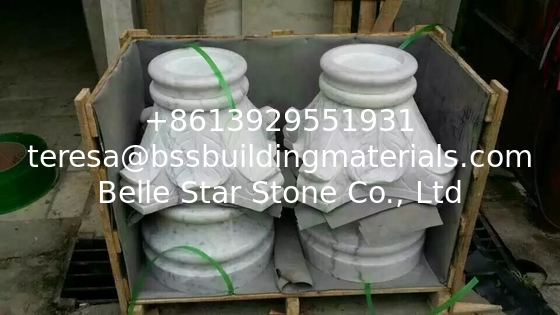 Marble Column Top and Base, Guangxi White Marble Roman Column Cap Ionic Column Plinth