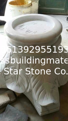 Marble Column Top and Base, Guangxi White Marble Roman Column Cap Ionic Column Plinth