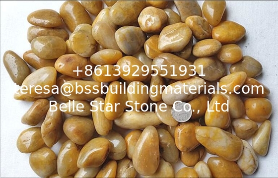 Polished Pebble Stones,Yellow Cobble Stones,Yellow River Stones,Cobble River Pebbles,Landscaping Pebbles