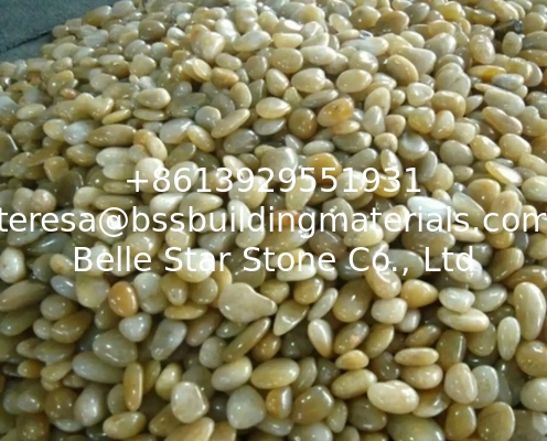 Polished Pebble Stones,Yellow Cobble Stones,Yellow River Stones,Cobble River Pebbles,Landscaping Pebbles