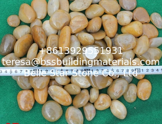Polished Pebble Stones,Yellow Cobble Stones,Yellow River Stones,Cobble River Pebbles,Landscaping Pebbles