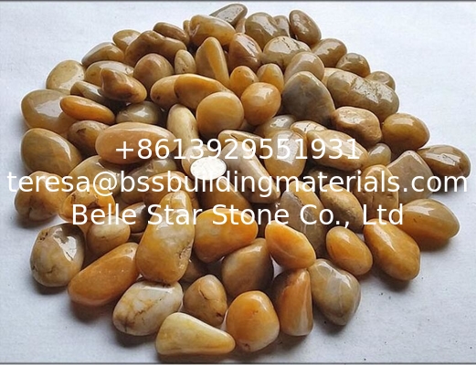 Polished Pebble Stones,Yellow Cobble Stones,Yellow River Stones,Cobble River Pebbles,Landscaping Pebbles