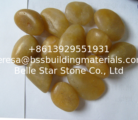 Polished Pebble Stones,Yellow Cobble Stones,Yellow River Stones,Cobble River Pebbles,Landscaping Pebbles