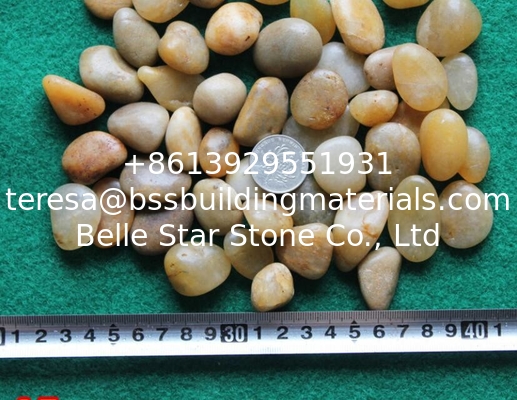 Polished Pebble Stones,Yellow Cobble Stones,Yellow River Stones,Cobble River Pebbles,Landscaping Pebbles