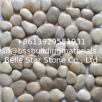 White Pebble Mosaic,White Cobble Stone On Mesh,River Stone Mosaic Sheet,Meshed Pebbles