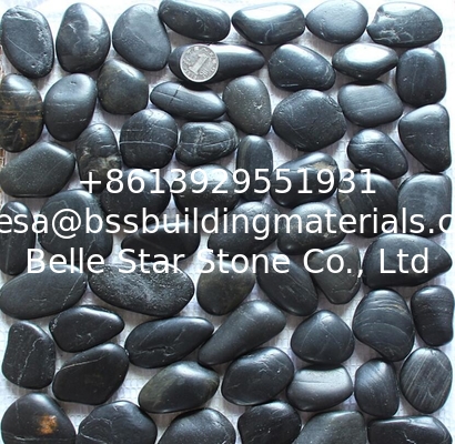 Black Pebble Mosaic,Black Cobble Stone On Mesh,River Stone Mosaic Sheet,Meshed Pebbles