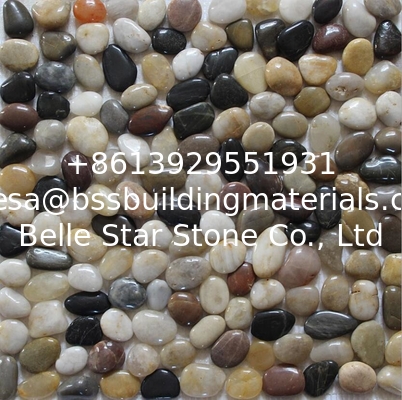 Colorful Pebble Mosaic,Mixed Colors Cobble Stone On Mesh,River Stone Mosaic Sheet,Meshed Pebbles