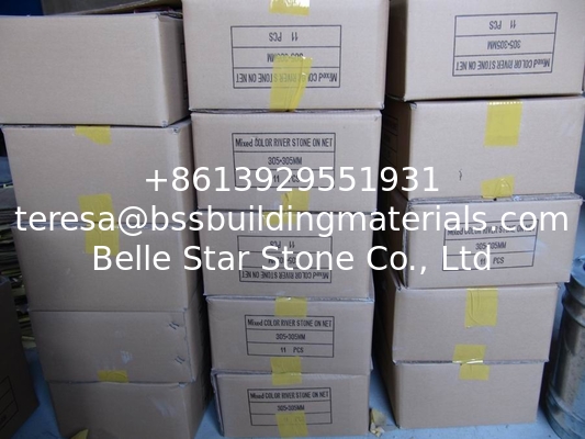 Colorful Pebble Mosaic,Mixed Colors Cobble Stone On Mesh,River Stone Mosaic Sheet,Meshed Pebbles