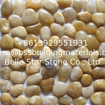 Yellow Pebble Mosaic,Yellow Cobble Stone On Mesh,River Stone Mosaic Sheet,Meshed Pebbles