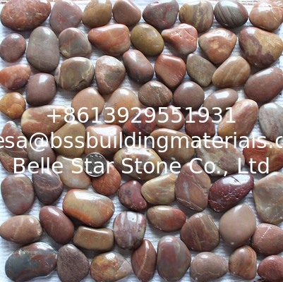 Red Pebble Mosaic,Red Cobble Stone On Mesh,River Stone Mosaic Sheet,Meshed Pebbles