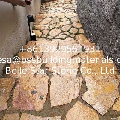 New Yellow Slate Random Flagstones,Slate Irregular Flagstones,Slate Crazy Stones,Yellow Random Stones