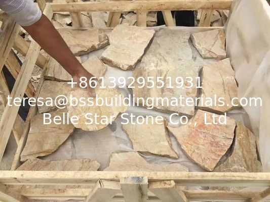 New Yellow Slate Random Flagstones,Slate Irregular Flagstones,Slate Crazy Stones,Yellow Random Stones