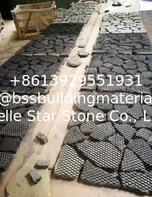 Black Lava Meshed Flagstone,Lava Wall Stone Cladding,Black Basalt Patio Stones,Flagstone Wall Decor