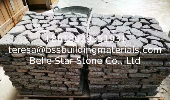 Black Lava Meshed Flagstone,Lava Wall Stone Cladding,Black Basalt Patio Stones,Flagstone Wall Decor