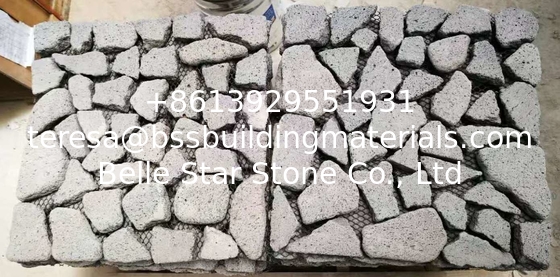 Black Lava Meshed Flagstone,Lava Wall Stone Cladding,Black Basalt Patio Stones,Flagstone Wall Decor
