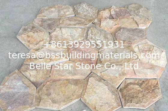 New Yellow Slate Flagstone,Slate Flagstone Wall Cladding,Yellow Flagstone Walkway,Flagstone Patios
