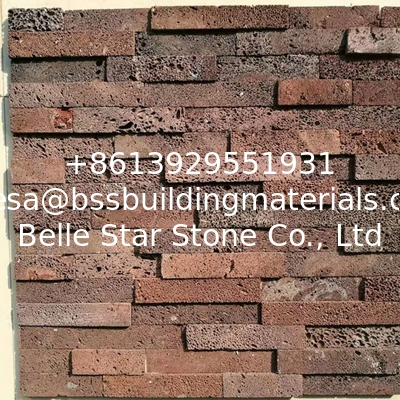 Red Lava Stacked Stone,Basalt Culture Stone Veneer,Volcany Stone Wall Panel,Lava Ledgestone