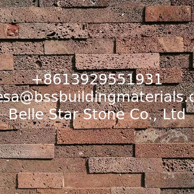 Red Lava Stacked Stone,Basalt Culture Stone Veneer,Volcany Stone Wall Panel,Lava Ledgestone