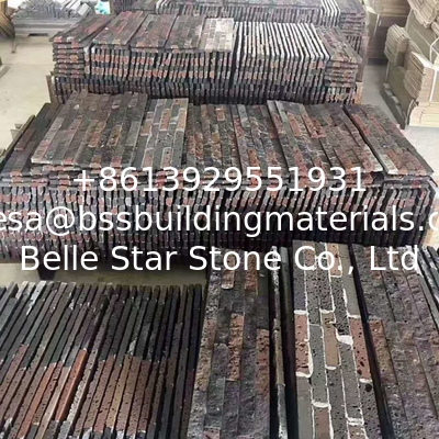 Red Mixed Black Lava Stacked Stone Cladding,Basalt Culture Stone Veneer,Volcany Stone Wall Panel,Lava Ledgestone