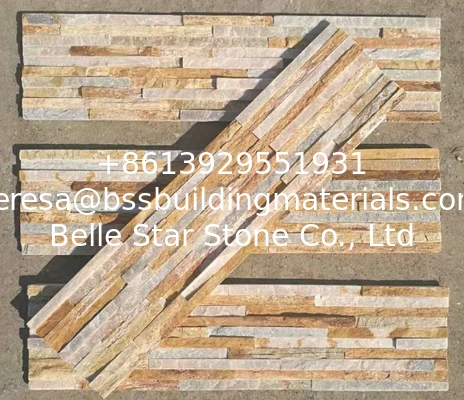 New Oyster Split Face Slate Stone Cladding,Yellow Quartzite Mini Stacked Stone,Natural Culture Stone
