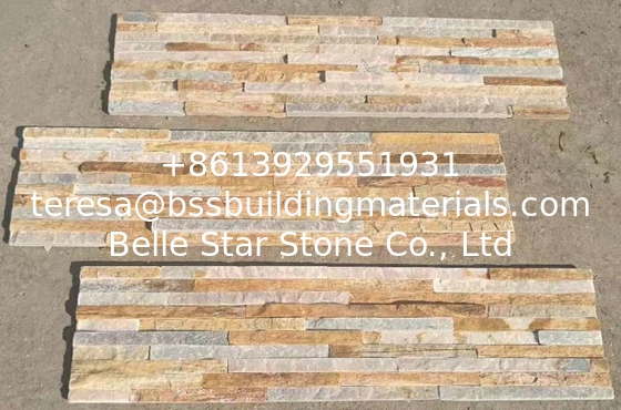New Oyster Split Face Slate Stone Cladding,Yellow Quartzite Mini Stacked Stone,Natural Culture Stone