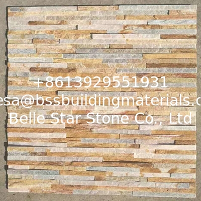 New Oyster Split Face Slate Stone Cladding,Yellow Quartzite Mini Stacked Stone,Natural Culture Stone