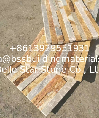 New Oyster Split Face Slate Stone Cladding,Yellow Quartzite Mini Stacked Stone,Natural Culture Stone