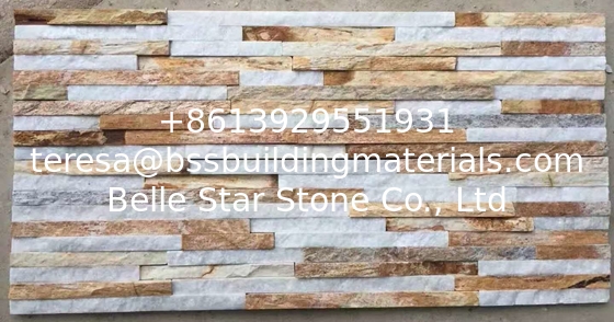 New Oyster Split Face Slate Stone Cladding,Yellow Quartzite Mini Stacked Stone,Cream Culture Stone