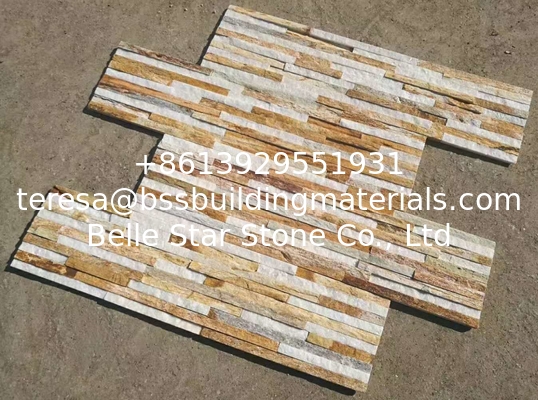 New Oyster Split Face Slate Stone Cladding,Yellow Quartzite Mini Stacked Stone,Cream Culture Stone