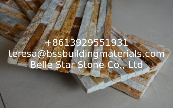 New Oyster Split Face Slate Stone Cladding,Yellow Quartzite Mini Stacked Stone,Cream Culture Stone