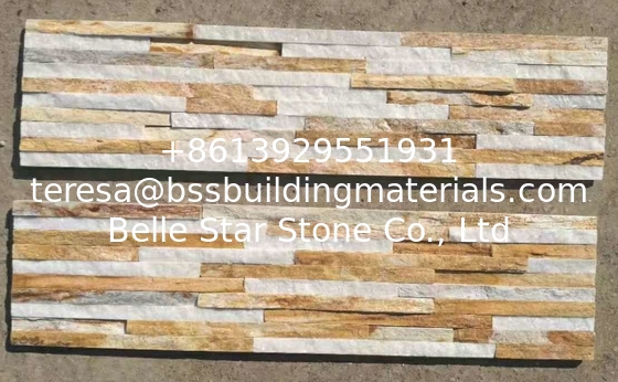 New Oyster Split Face Slate Stone Cladding,Yellow Quartzite Mini Stacked Stone,Cream Culture Stone