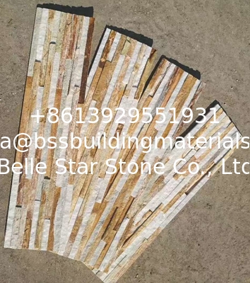 New Oyster Split Face Slate Stone Cladding,Yellow Quartzite Mini Stacked Stone,Cream Culture Stone