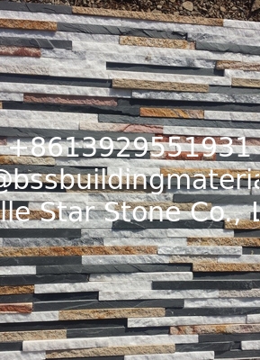 Quartzite Slate Sandstone Waterfall Shape Ledgestone,Mini Stacked Stone,Multicolor Thin Stone Veneer