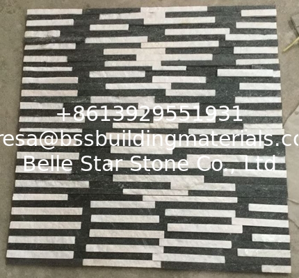 White &amp; Black Quartzite Mini Stacked Stone,Waterfall Shape Ledgestone,Thin Stone Veneer,Quartzite Culture Stone