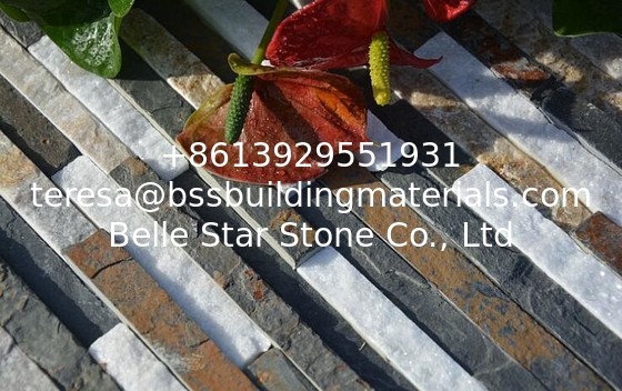 White Quartzite Multicolor Slate Mini Stacked Stone,Waterfall Shape Ledgestone,Real Stone Cladding,Culture Stone