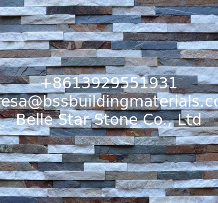 White Quartzite Multicolor Slate Mini Stacked Stone,Waterfall Shape Ledgestone,Real Stone Cladding,Culture Stone