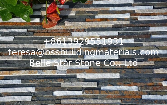 White Quartzite Multicolor Slate Mini Stacked Stone,Waterfall Shape Ledgestone,Real Stone Cladding,Culture Stone