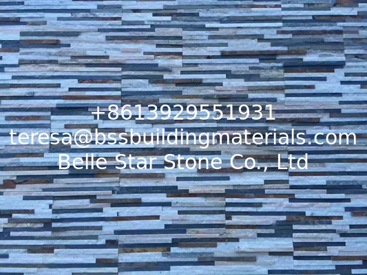 White Quartzite Multicolor Slate Mini Stacked Stone,Waterfall Shape Ledgestone,Real Stone Cladding,Culture Stone