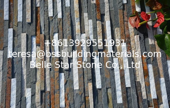 White Quartzite Multicolor Slate Mini Stacked Stone,Waterfall Shape Ledgestone,Real Stone Cladding,Culture Stone