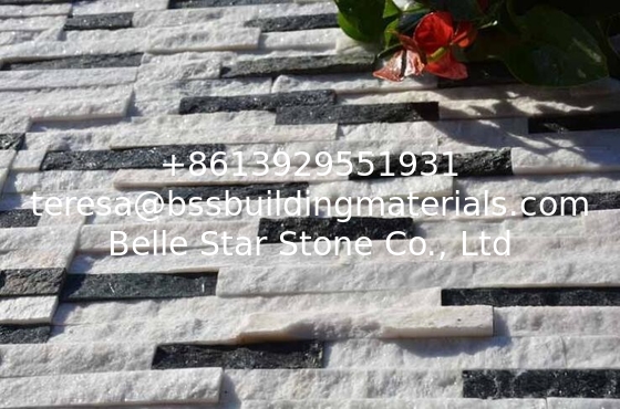 White Black Quartzite Mini Stacked Stone,Waterfall Shape Ledgestone,Real Stone Cladding,Thin Stone Veneer