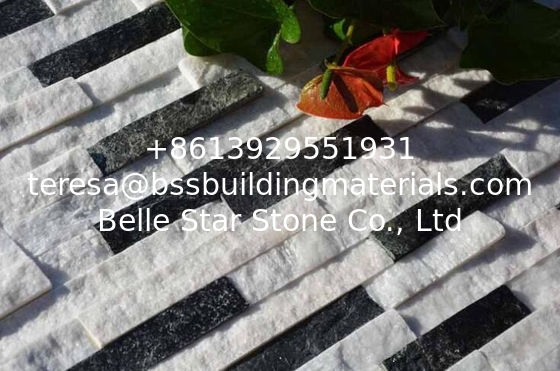 White Black Quartzite Mini Stacked Stone,Waterfall Shape Ledgestone,Real Stone Cladding,Thin Stone Veneer