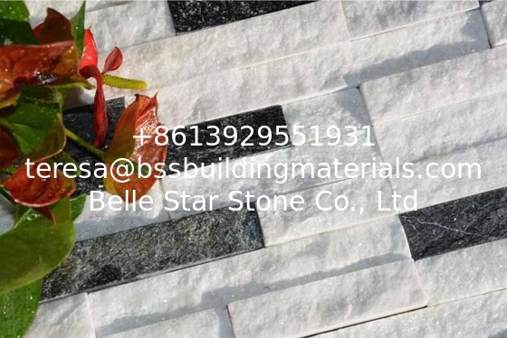 White Black Quartzite Mini Stacked Stone,Waterfall Shape Ledgestone,Real Stone Cladding,Thin Stone Veneer
