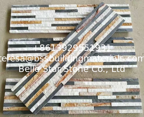 Slate Quartzite Sandstone Mini Stacked Stone,Natural Waterfall Shape Ledgestone,Stone Wall Cladding