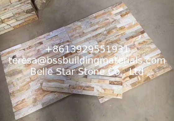 New Yellow Slate Stacked Stone,Yellow Stone Cladding,Slate Culture Stone,Thin Stone Veneer,Ledgestone