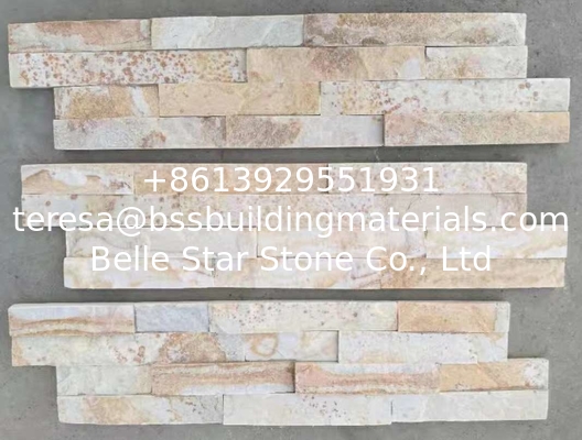 New Yellow Slate Stacked Stone,Yellow Stone Cladding,Slate Culture Stone,Thin Stone Veneer,Ledgestone