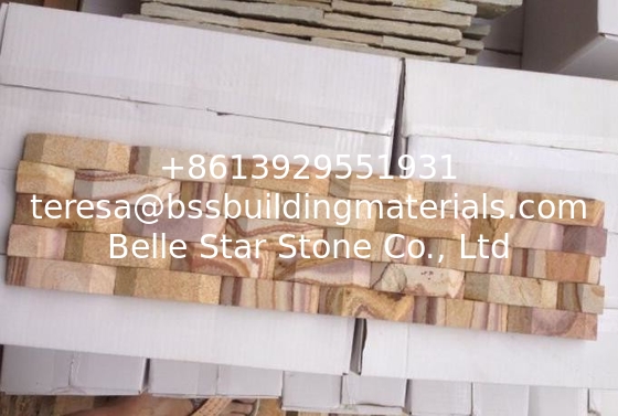 Yellow Wooden Sandstone 3D Culture Stone,Outdoor Stone Cladding,Yellow Culture Stone,Sandstone Ledger Panels