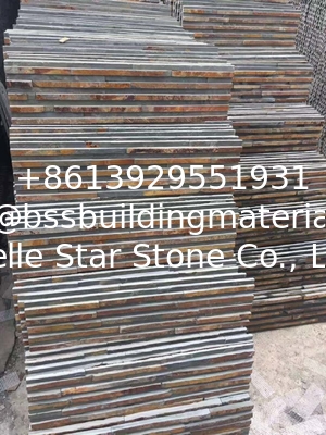 Rust Slate Mini Culture Stone,Multicolor Slate Waterfall Shape Ledgestone,Sunset Bronze Slate Thin Stone Veneer