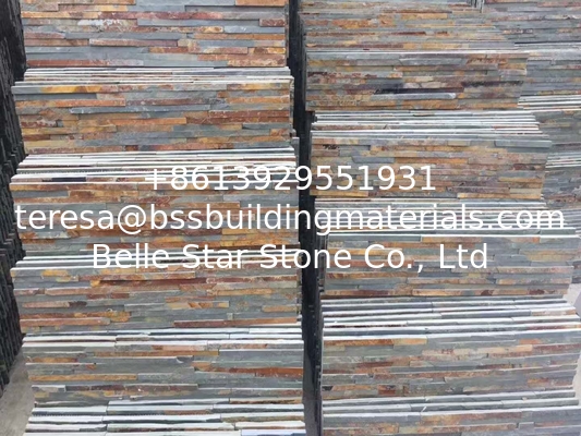 Rust Slate Mini Culture Stone,Multicolor Slate Waterfall Shape Ledgestone,Sunset Bronze Slate Thin Stone Veneer