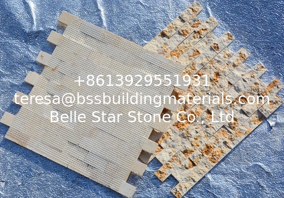 Golden Yellow Marble Mosaic,Natural Marble Wall Mosaic,Marble Stone Mosaic,Yellow Mosaic Wall Tiles